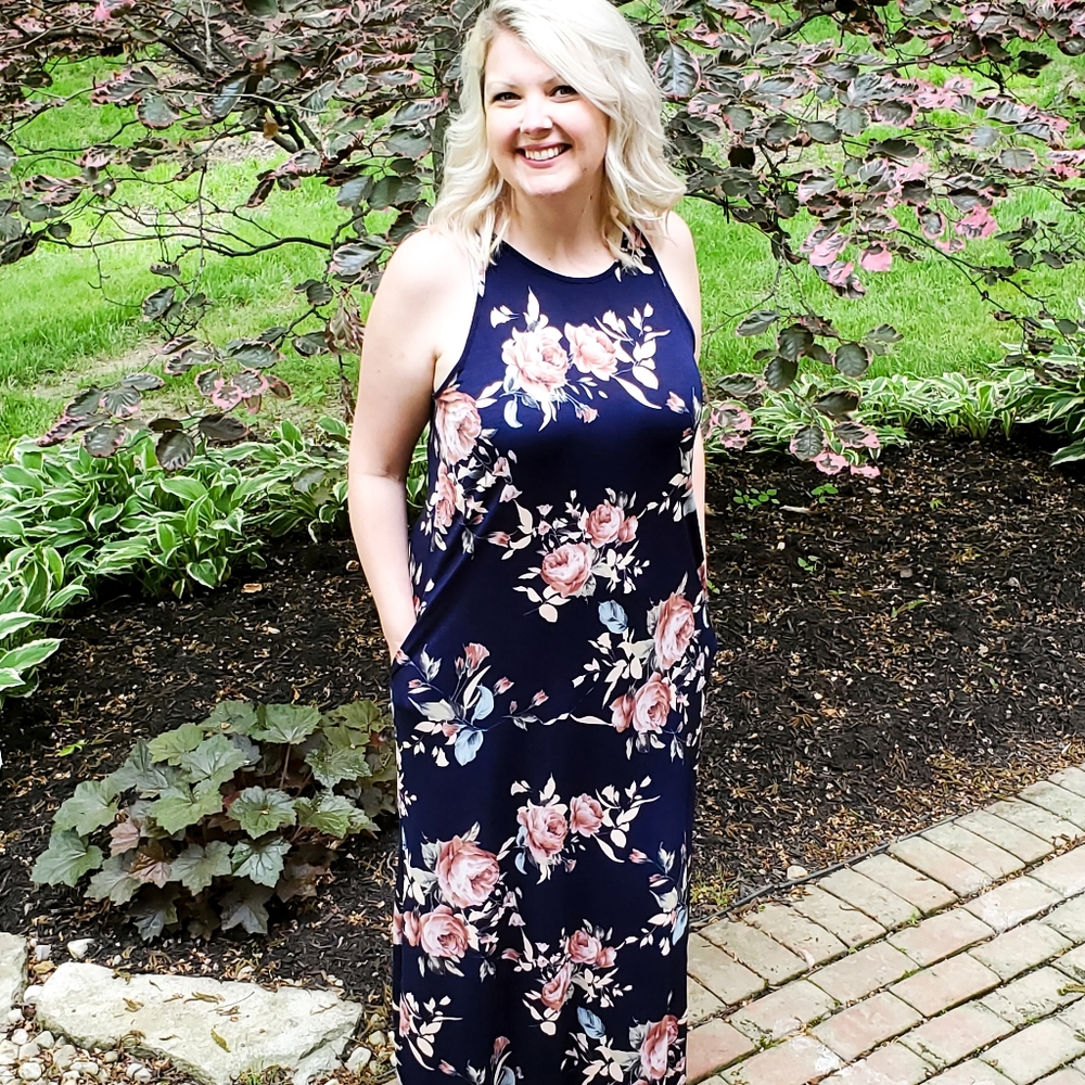 Navy Floral Dress